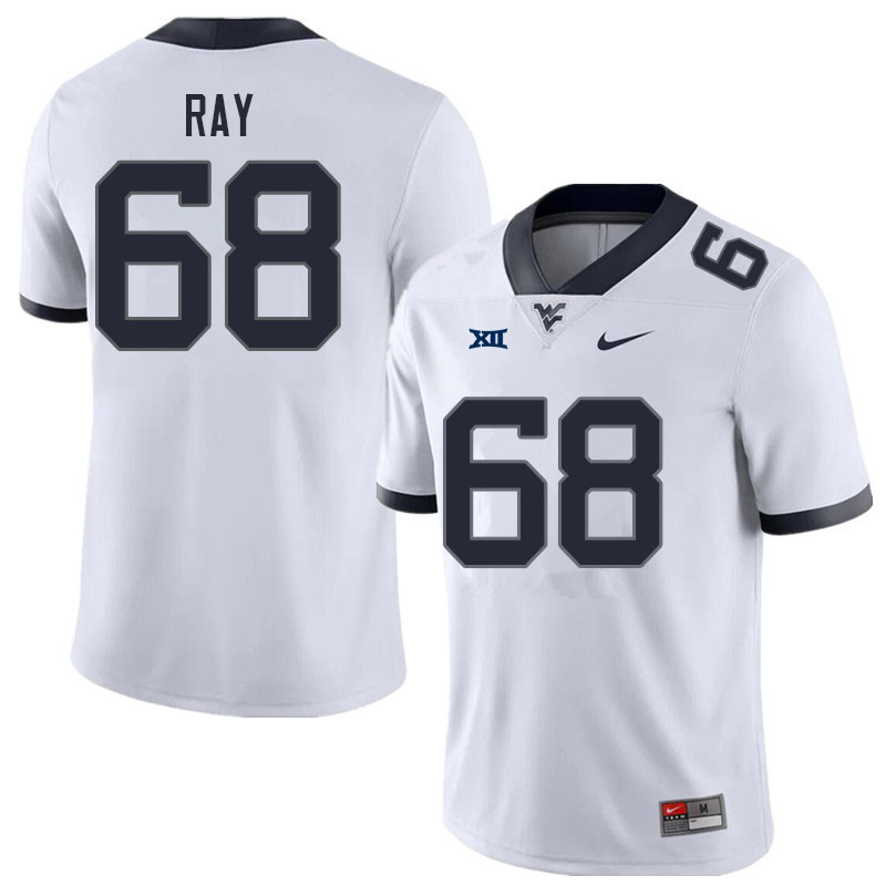 Men #68 Dylan Ray West Virginia Mountaineers College Football Jerseys Sale-White - Click Image to Close